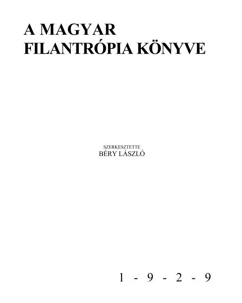A magyar filantrópia könyve