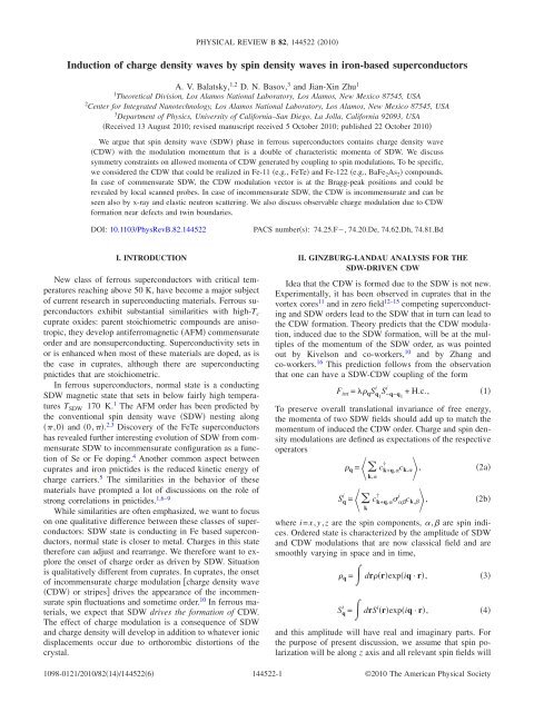 Induction of charge density waves by spin density waves in iron ...