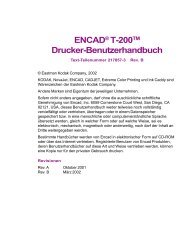 ENCADÃ‚Â® T-200TM Drucker-Benutzerhandbuch - Kodak