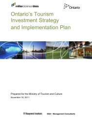 Ontario's Tourism Investment Strategy and Implementation Plan