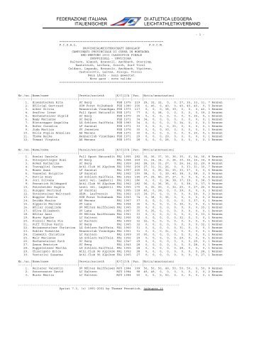federazione italiana italienischer di atletica leggera ... - Supra