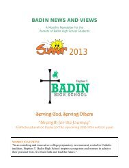 BADIN NEWS AND VIEWS - Stephen T. Badin High School