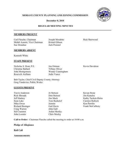 MOHAVE COUNTY PLANNING AND ZONING COMMISSION ...