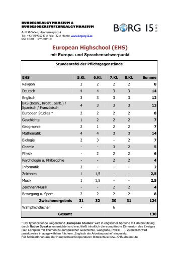 European Highschool (EHS) - Henriettenplatz