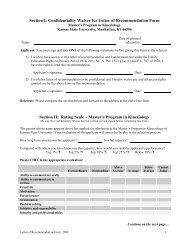 Letter of Recommendation Form - Kansas State University