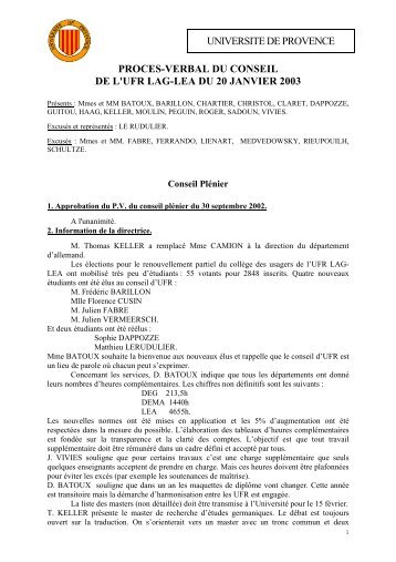 conseil du 20 janvier 2003 - UFR LAG-LEA