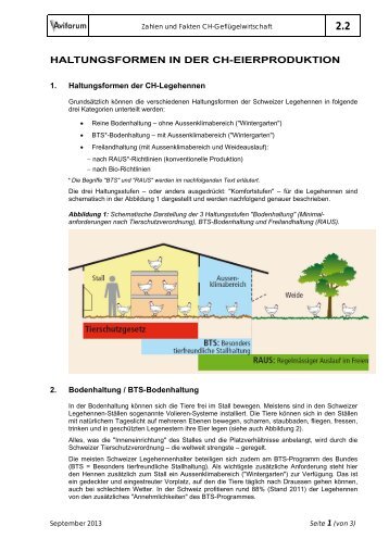 HALTUNGSFORMEN IN DER CH-EIERPRODUKTION - Aviforum