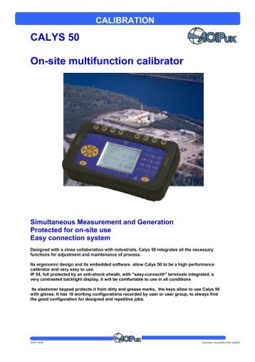 to download the CALYS 50 datasheet - Instrumentation Systems ...