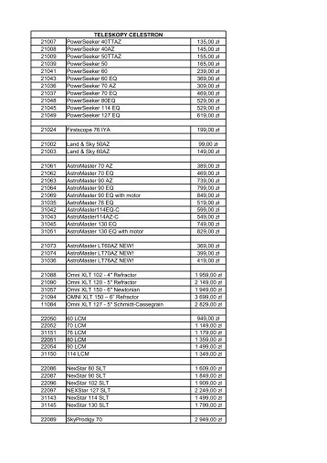 TELESKOPY CELESTRON 21007 135,00 zÅ‚ 21008 ... - Delta Optical