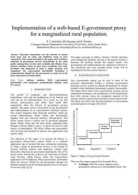 Implementation of a web-based E-government proxy for a ... - satnac