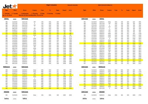 Flight Schedule - Jetstar