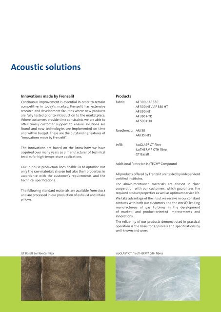 Solutions for acoustic and heat insulation. - Frenzelit Werke GmbH