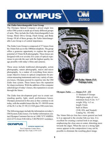 1 The Zuiko Interchangeable Lens Group The Olympus Optical ...