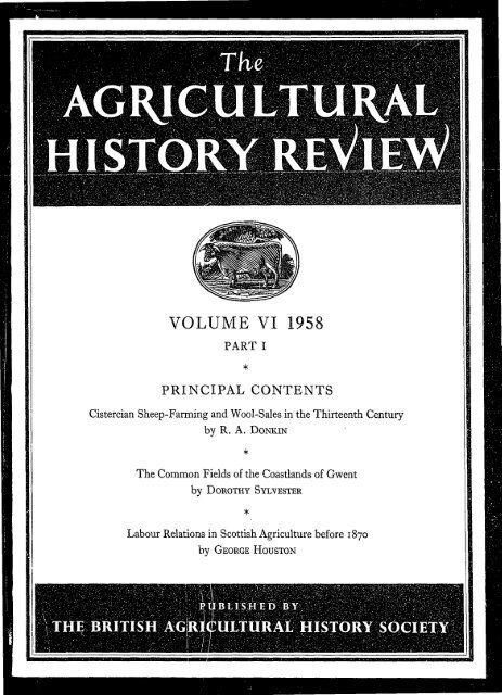 VOLUME VI 1958 - British Agricultural History Society