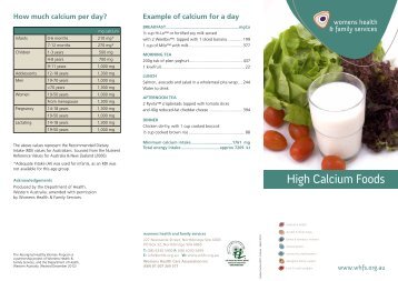 High Calcium Foods - WOMENS HEALTH & FAMILY SERVICE