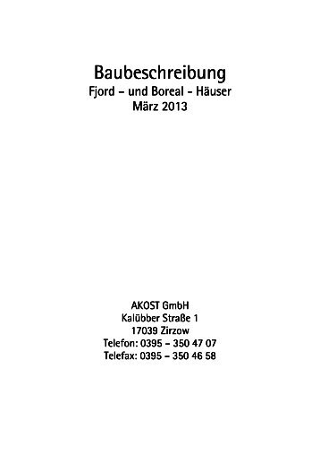 Bauleistungsbeschreibung 2013 - AKOST GmbH