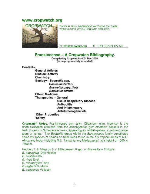 www.cropwatch.org Frankincense – A Cropwatch Bibliography.