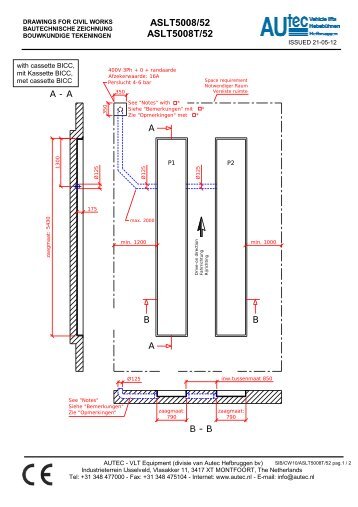 Bouwkundige tekening cassette - Autec-VLT Automotive Equipment