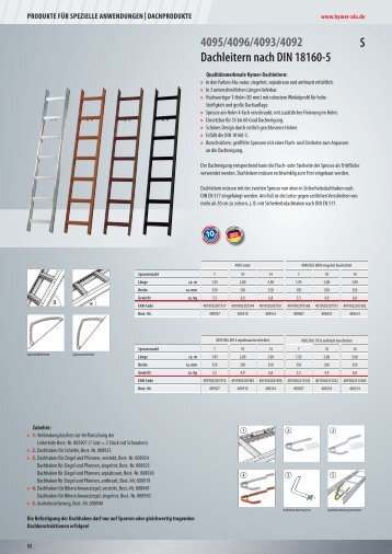 4095/4096/4093/4092 Dachleitern nach DIN 18160-5 S