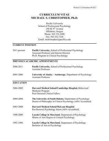 CURRICULUM VITAE MICHAEL S ... - Pacific University