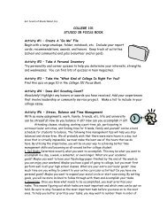 COLLEGE 101 STUDIO 2B FOCUS BOOK Activity #1 - Girl Scouts of ...