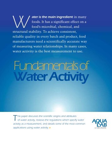 Fundamentals Of Water Activity - AquaLab