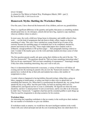 Homework Myths: Battling the Worksheet Blues - Susan Kovalik ...