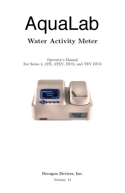 Water Activity Meter - AquaLab