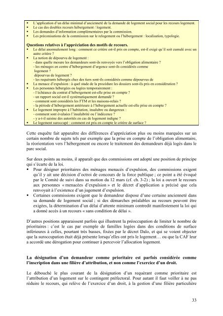 4e rapport comitÃ© de suivi dalo - Haut ComitÃ© Pour le Logement des ...