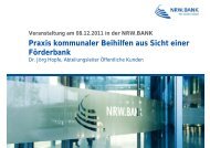 Praxis kommunaler Beihilfen aus Sicht einer FÃ¶rderbank - NRW.Bank