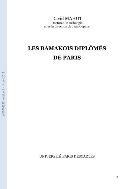 Les bamakois diplÃ´mÃ©s de Paris