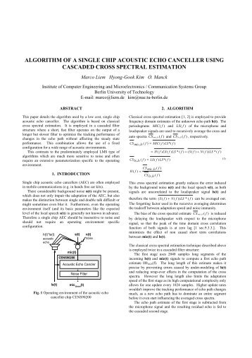 algorithm of a single chip acoustic echo canceller using ... - TU Berlin