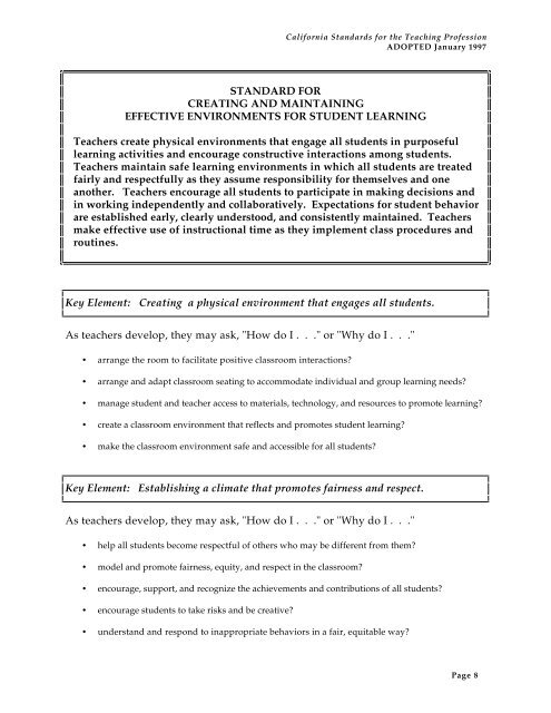 California Standards for the Teaching Profession - Commission on ...