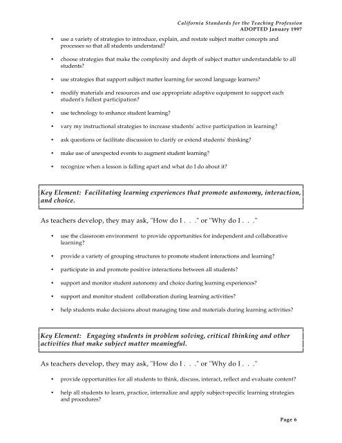 California Standards for the Teaching Profession - Commission on ...