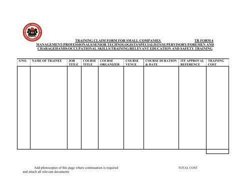 THE BASIC MATERIALS/CONDITIONS FOR ... - ITF Nigeria