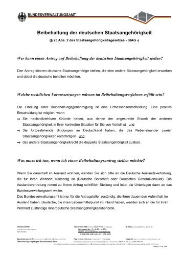 Merkblatt zur Beibehaltung der deutschen Staatsangehörigkeit [pdf ...
