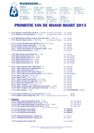 PROMOTIE VAN DE MAAND MAART 2013 - Ranson
