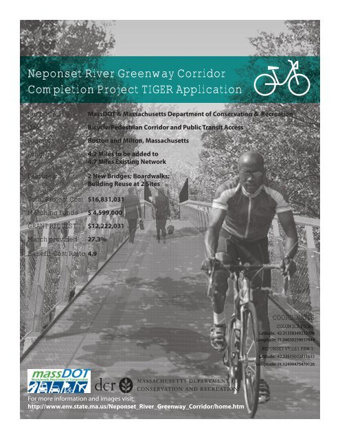 Neponset River Greenway Corridor Completion Project TIGER