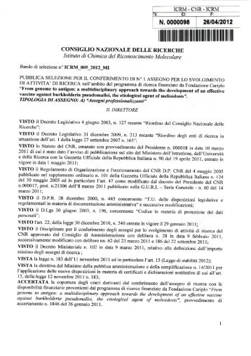 N. 0000098 26/04/2012 - Istituto di Chimica del Riconoscimento ...