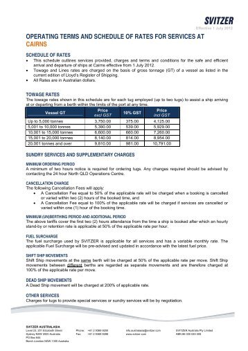 Schedule of Rates - Inchcape Shipping Services