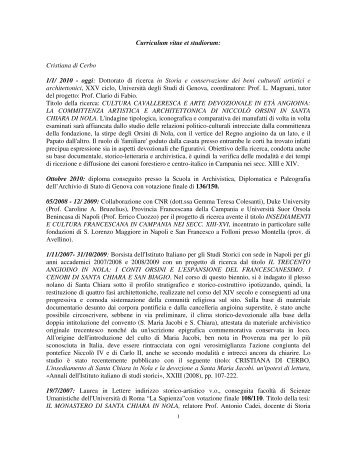 Curriculum - Diras - UniversitÃ  degli Studi di Genova