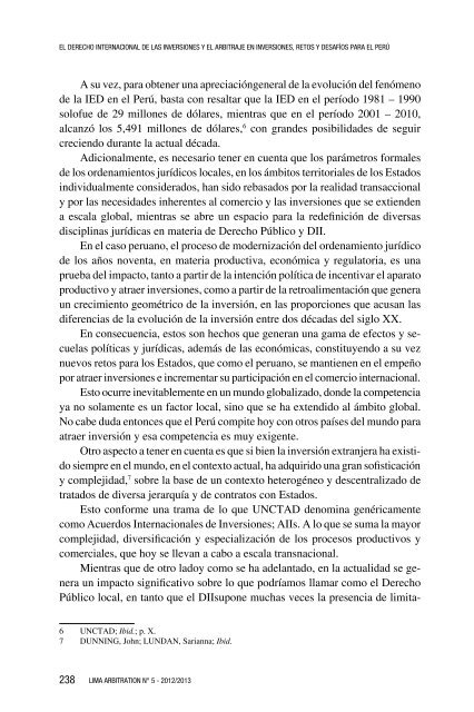 El Derecho internacional de las inversiones y el ... - lima arbitration