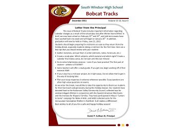 Bobcat Tracks - December 2011 - South Windsor Public Schools