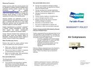 WARRANTY POLICY Air Compressors - Doosan Portable Power