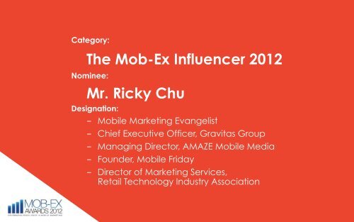 The Mob-Ex Influencer 2012 Mr. Ricky Chu - Lighthouse ...