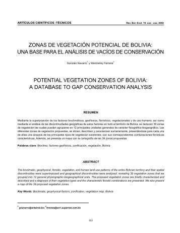 zonas de vegetaciÃ³n potencial de bolivia - Centro de EcologÃ­a ...