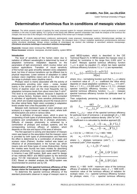 Determination of luminous flux in conditions of mesopic vision