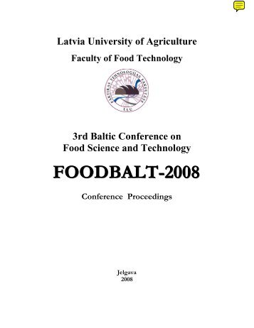 3 rd Baltic Conference on Food Science and Technology ...