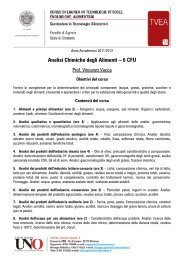 Analisi Chimiche degli Alimenti â 6 CFU - Consorzio UNO