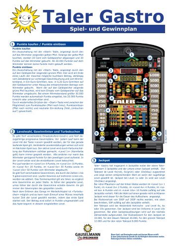 Taler Gastro Spiel- und Gewinnplan - Adp Gauselmann GmbH